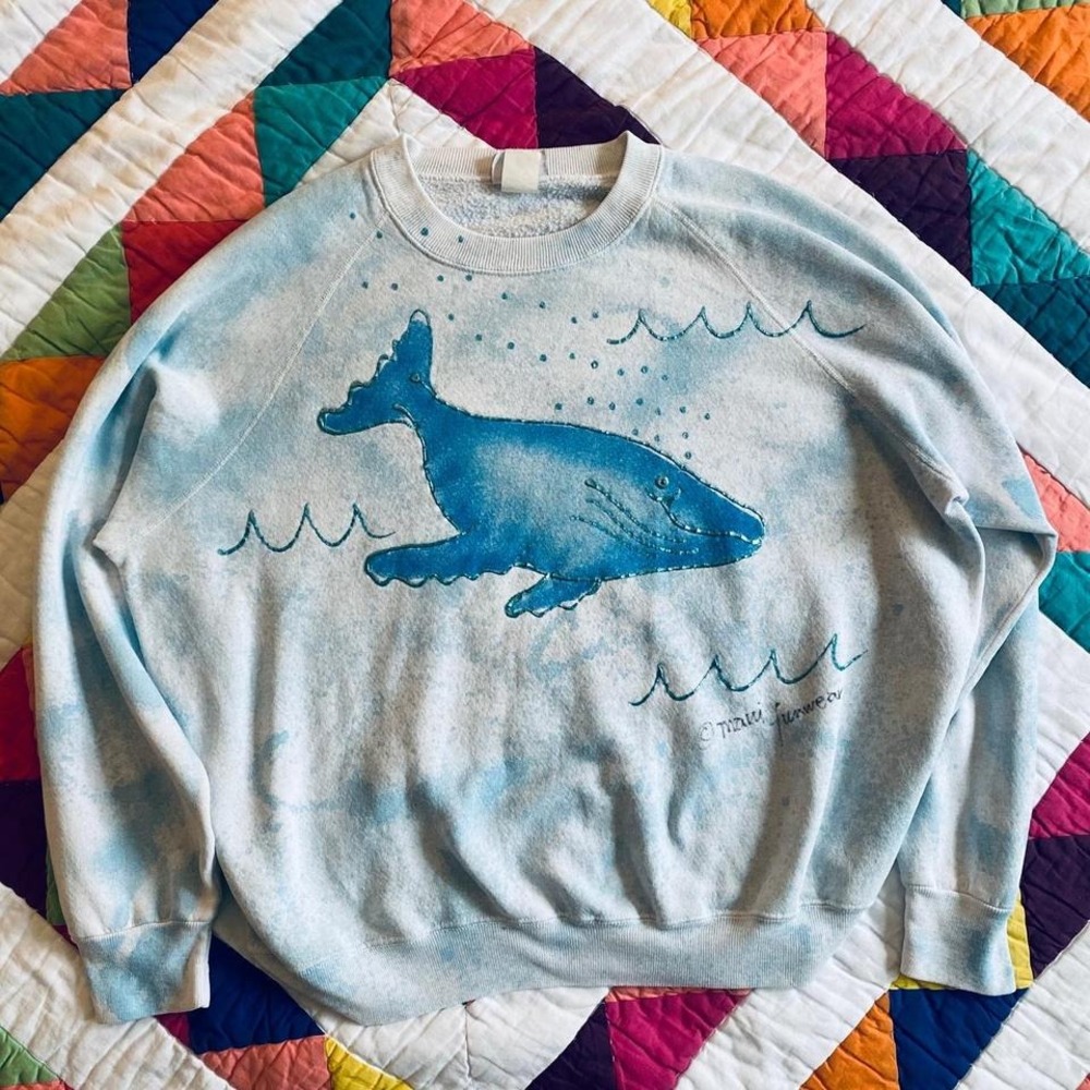 Vintage‎ Airbrush Graphic Whale Crewneck Sweatshirt